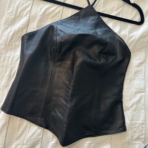 Northbound Leather Black Halter Top